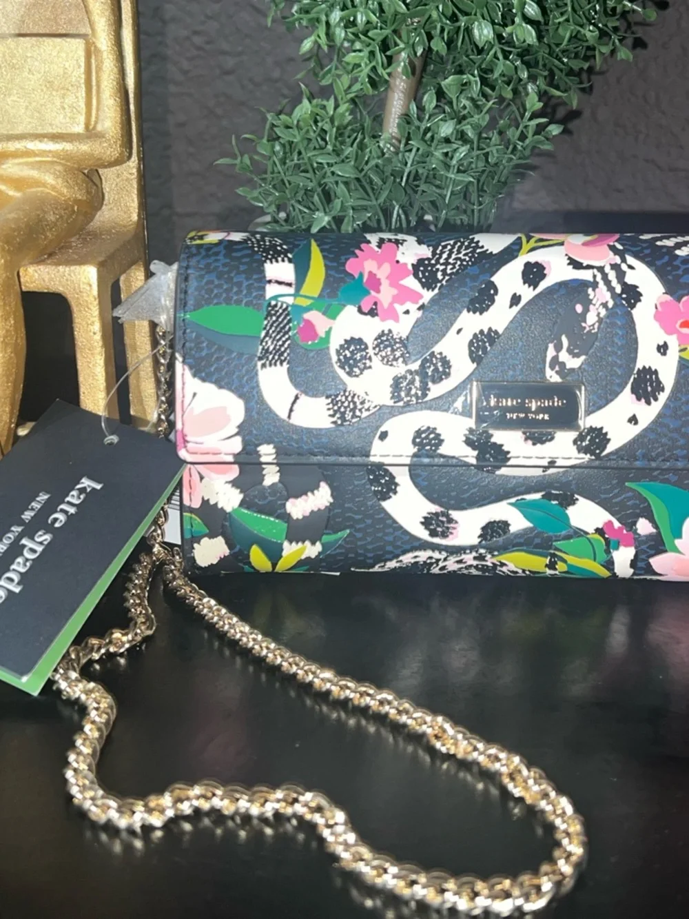 KATE SPADE Sammy Snake Flap Chain Crossbody Bag